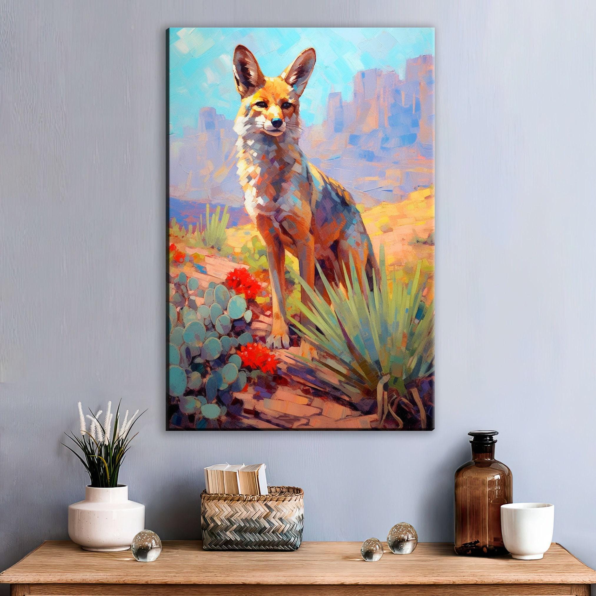 Desert Fox Canvas – Large Southwest Wildlife Art | Rustic Nature-Inspired Wall Decor
