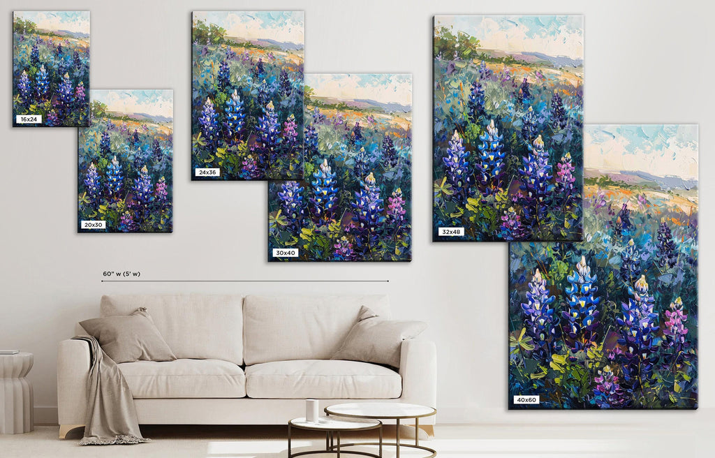 Texas Bluebonnet Painting – Large Canvas Art | Gallery Wrapped, UV Coated, Ready to Hang