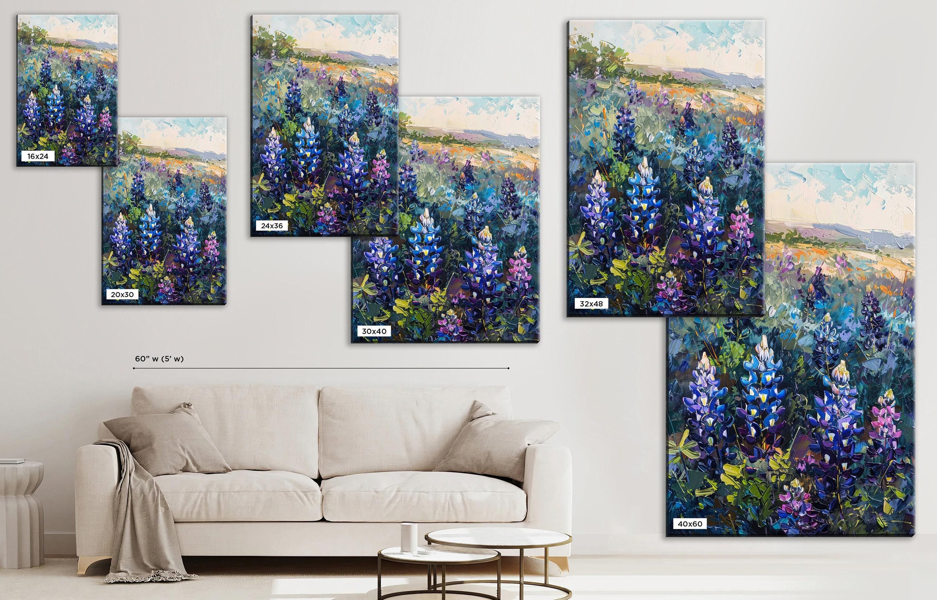Texas Bluebonnet Painting – Large Canvas Art | Gallery Wrapped, UV Coated, Ready to Hang
