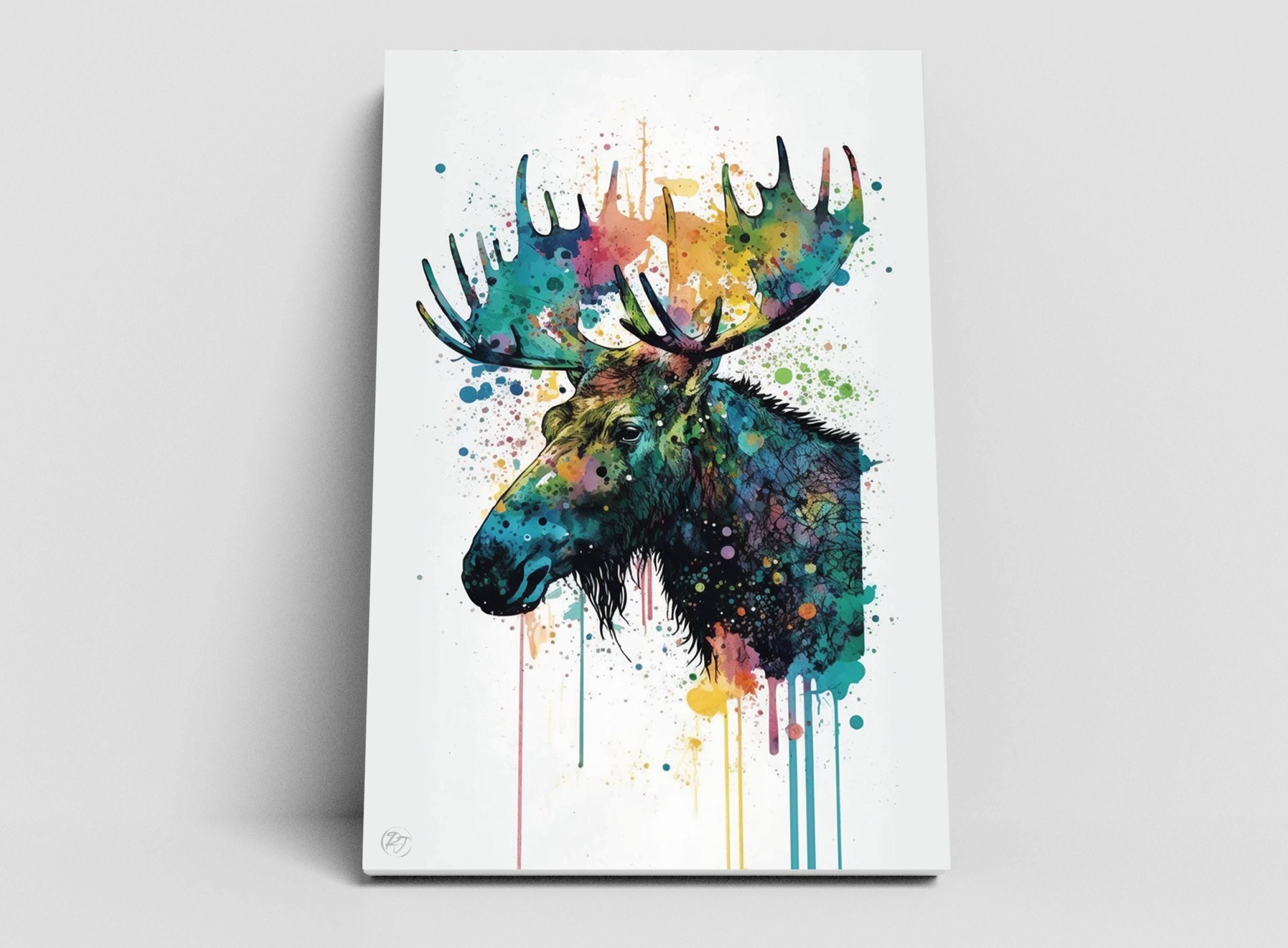 Woodland Guardian: Watercolor Moose Wall Decor Print, Giclee Print on Canvas, Artist Paper, Watercolor Paper, Available in Extra Large Sizes