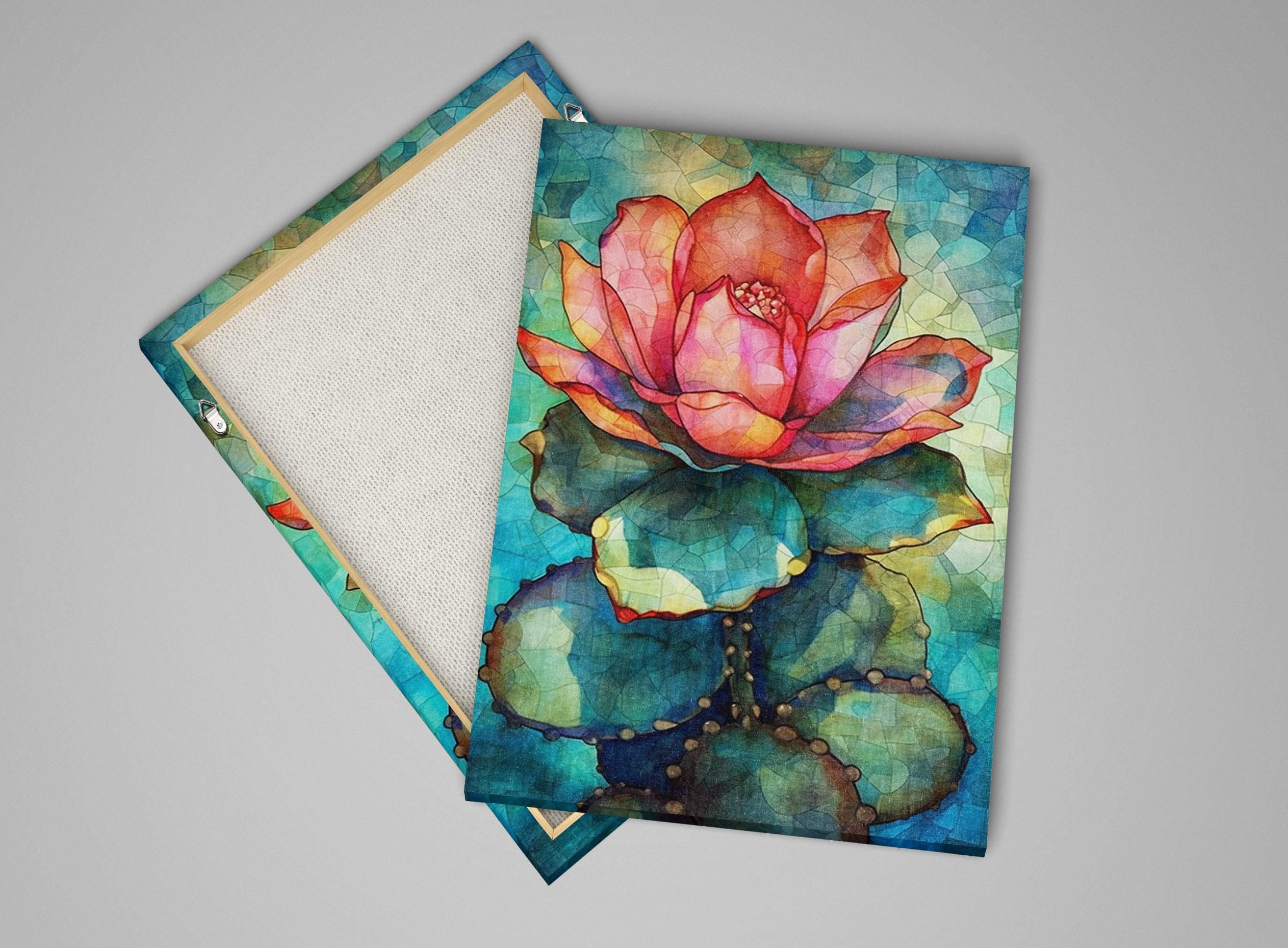 a vibrant painting of a large, colorful flower with a lot of detail and texture.