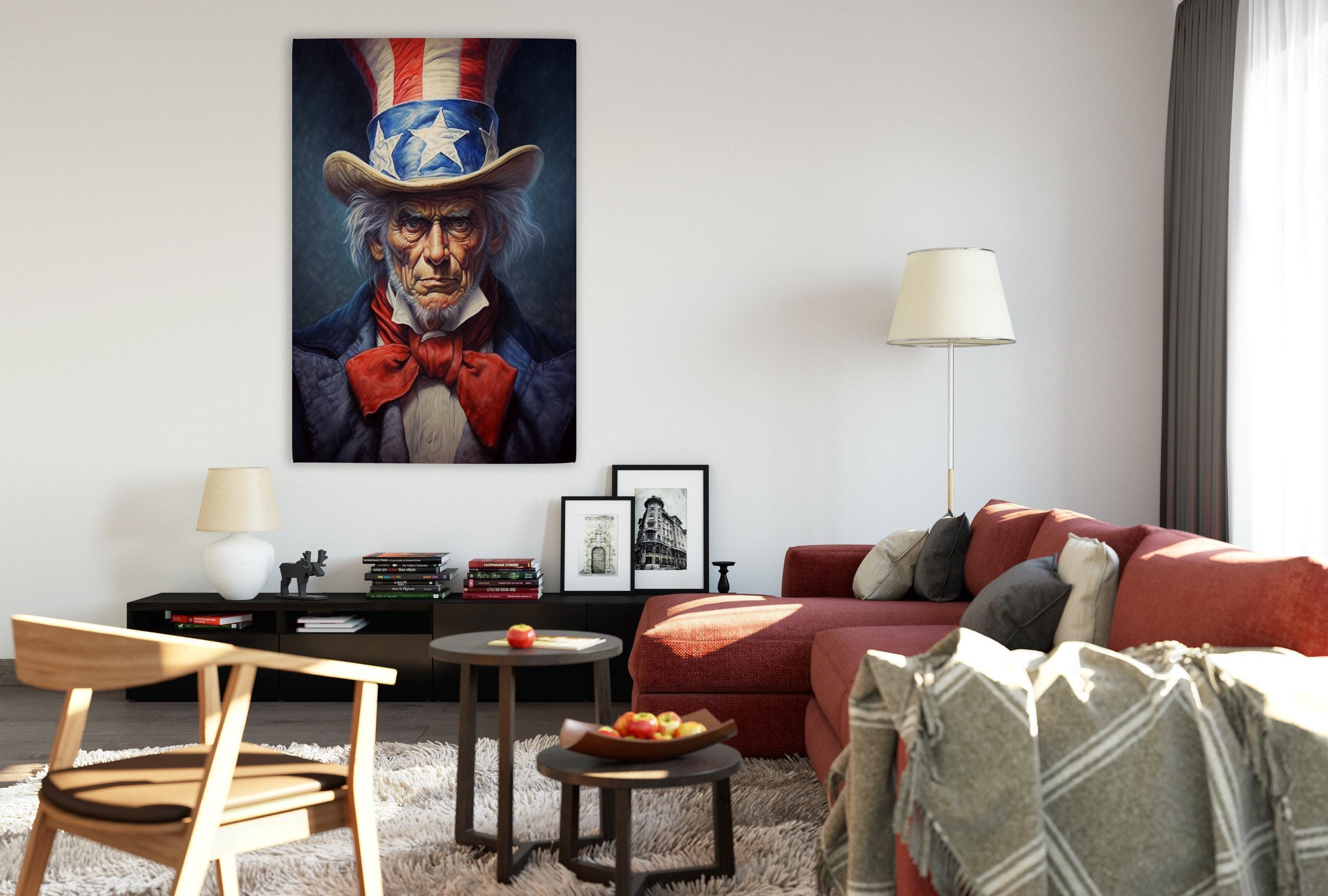 Uncle Sam Canvas Art – Patriotic Wall Art | Large Canvas Print With Wood Frame
