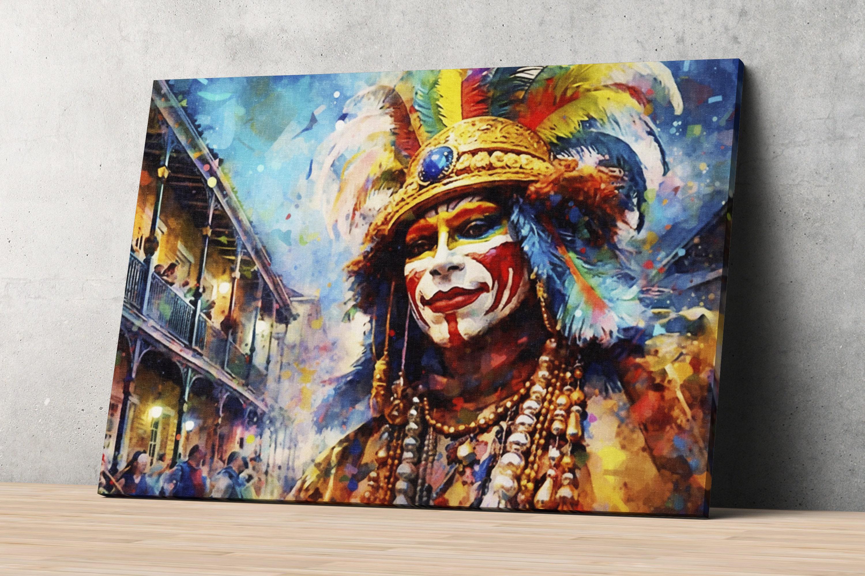 New Orleans Mardi Gras Masquerade Character Watercolor, Print on Canvas, Artist Paper, Watercolor Paper, Available in Extra Large Sizes