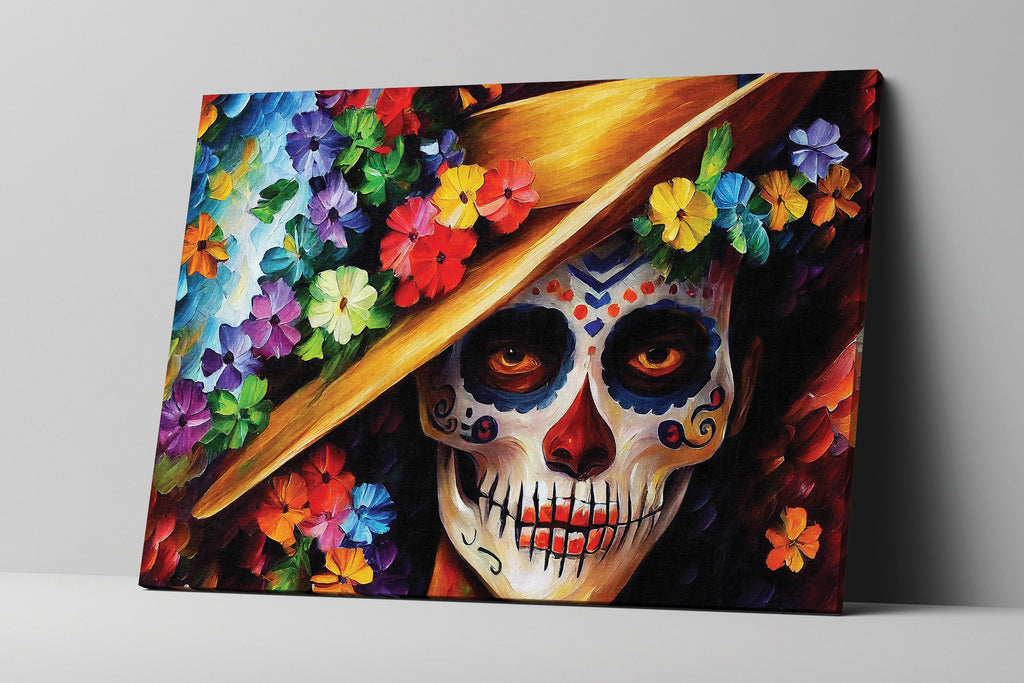 Day of the Dead Canvas – Vibrant Dia de los Muertos Art on Gallery Quality Wooden Frame