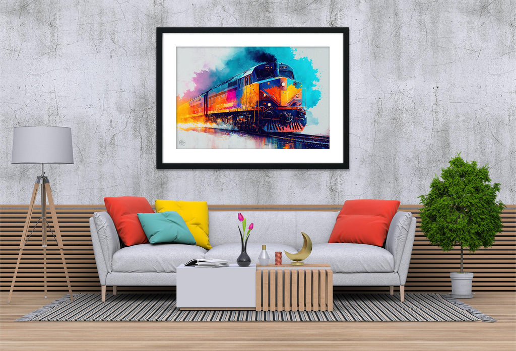Nostalgic Train Journey: Watercolor Train Painting, Giclee Print on Canvas, Artist Paper, Watercolor Paper, Available in Extra Large Sizes