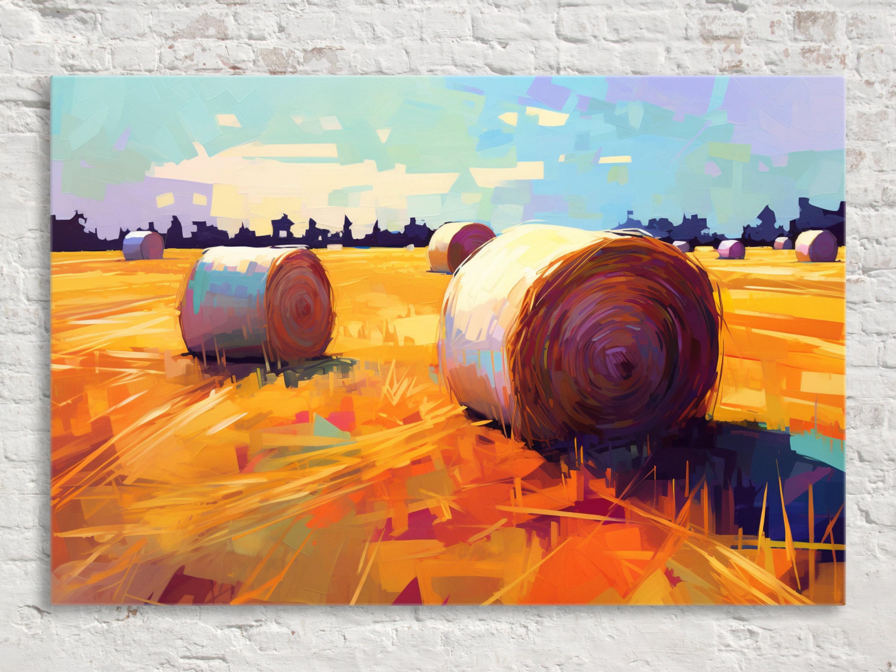 Farmhouse Canvas Art - Rustic Wall Decor | Large Farm Field Painting on Gallery Wrapped Canvas