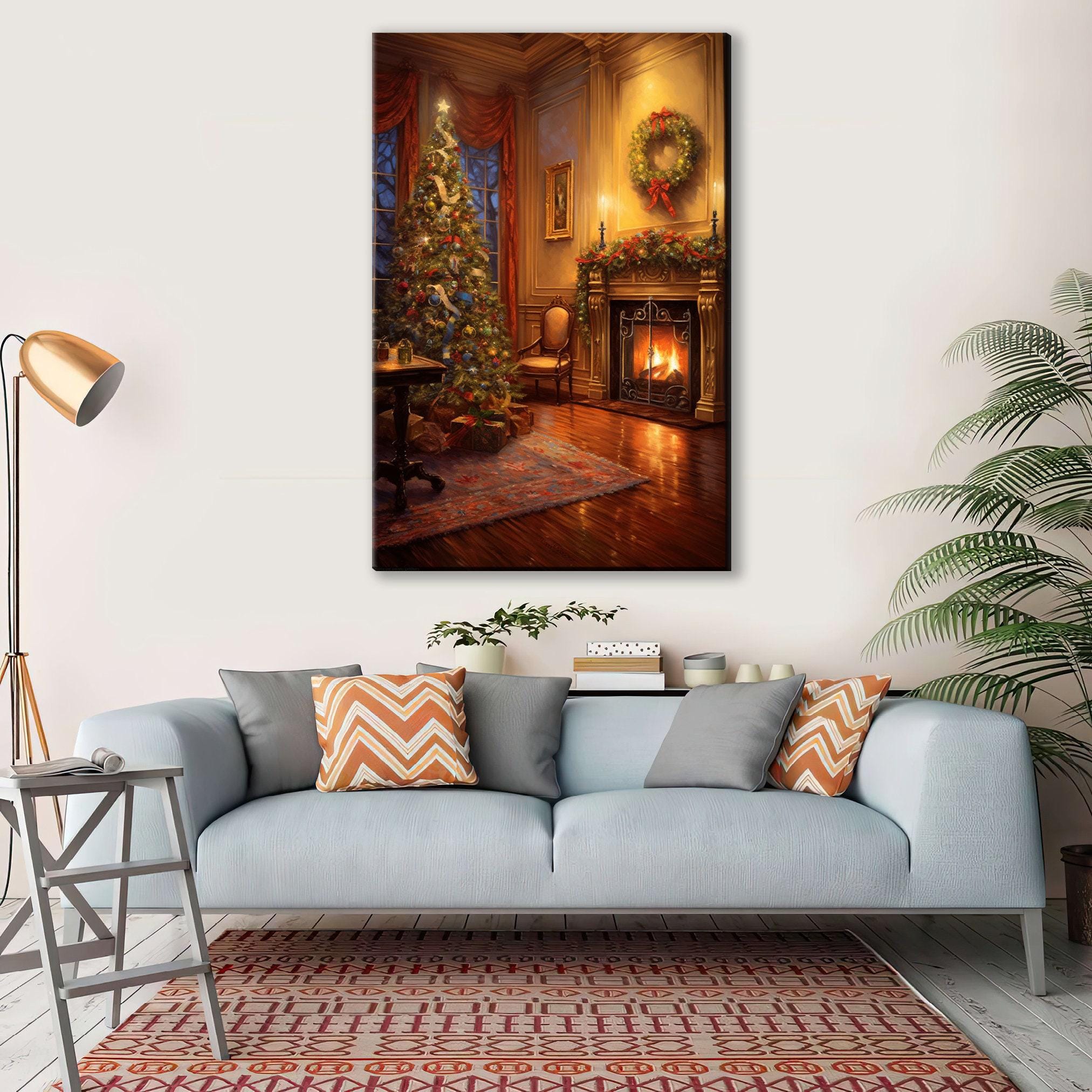 Christmas Canvas Art – Vintage Christmas Print on Gallery Wrapped Canvas, Extra Large Sizes