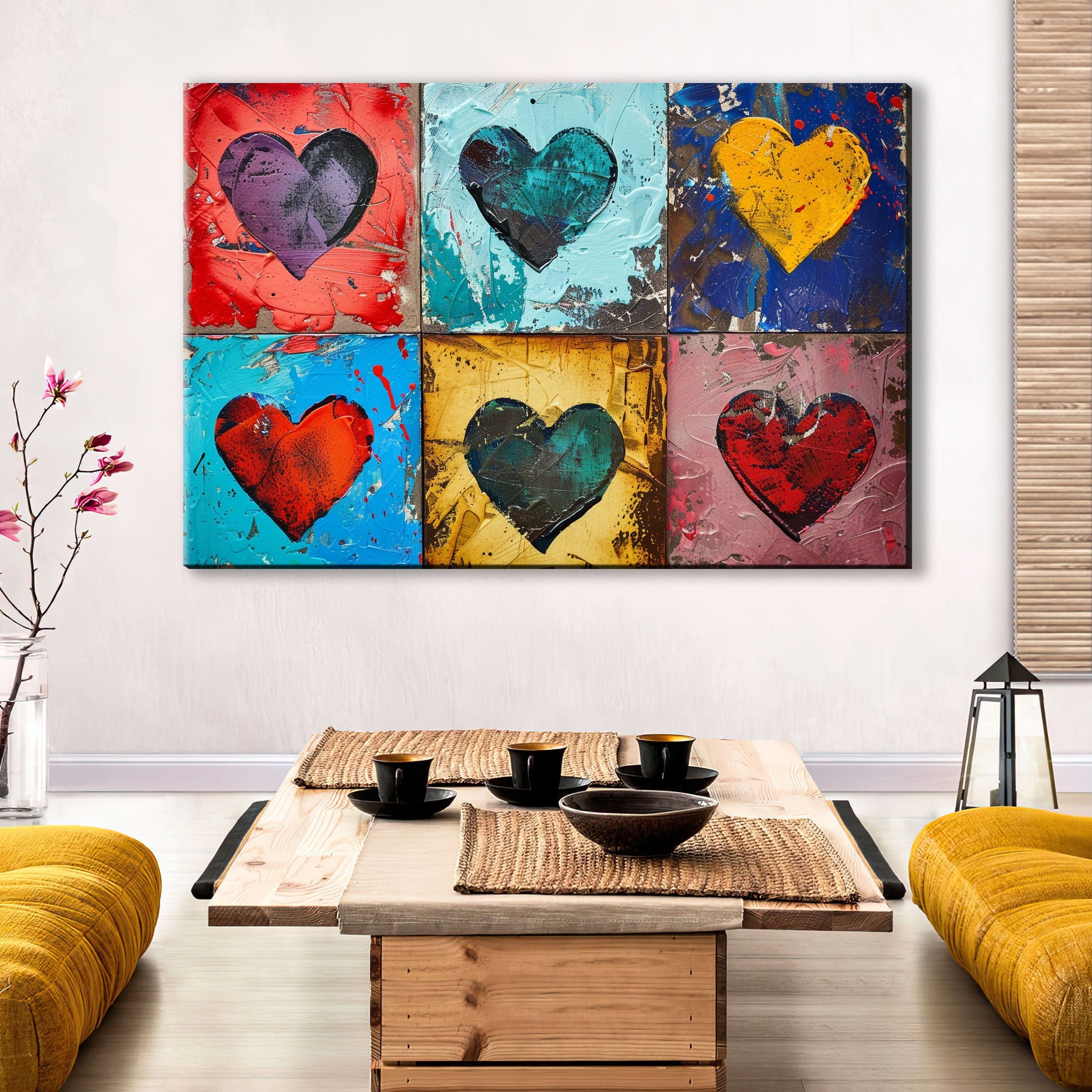 Colorful Hearts Canvas – Extra Large Wall Art | Gallery Wrapped Canvas, Ready to Hang