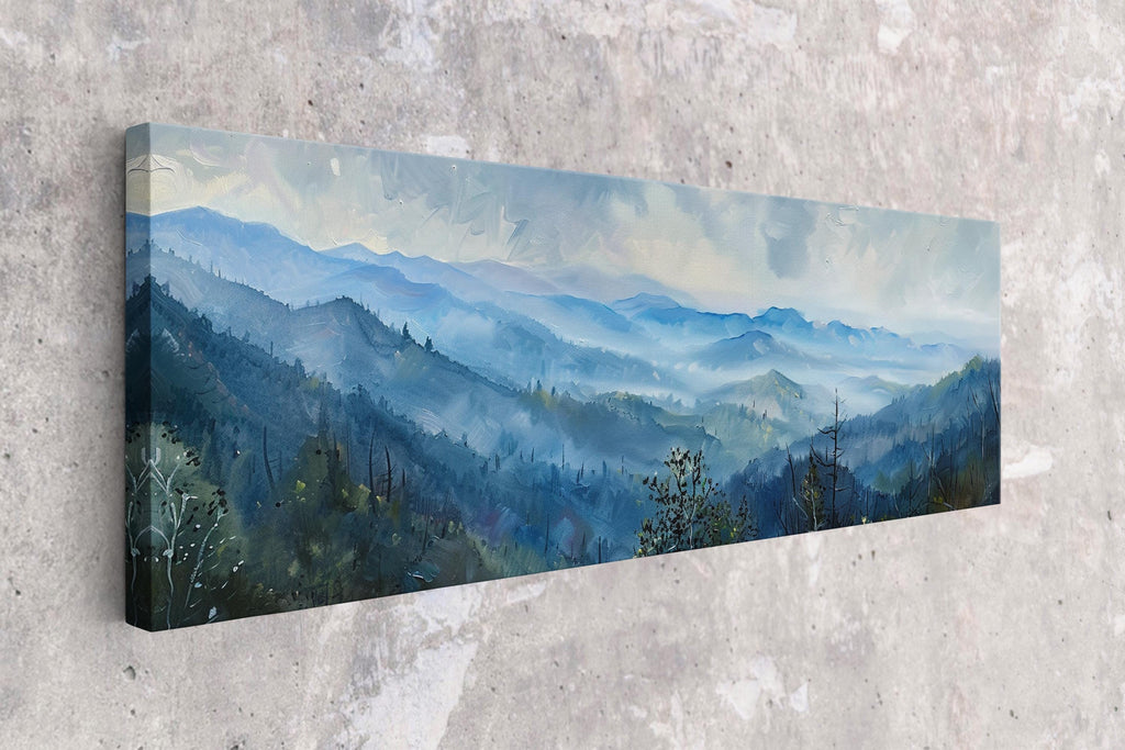 Smoky Mountains Wall Art - Panoramic Framed Canvas, Ready to Hang, Extra Large Landscape Print