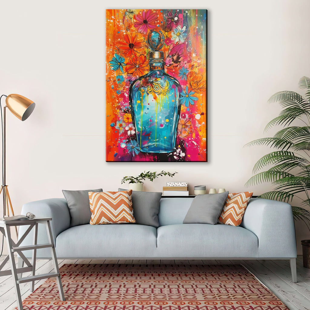 Perfume Canvas Wall Art – Large Colorful Beauty Painting on Artist Canvas