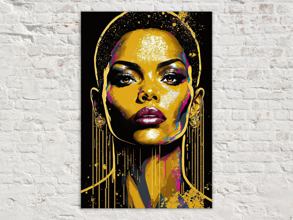Black Woman Art – African Gold Canvas Print | Vibrant Wall Art, Gallery Ready