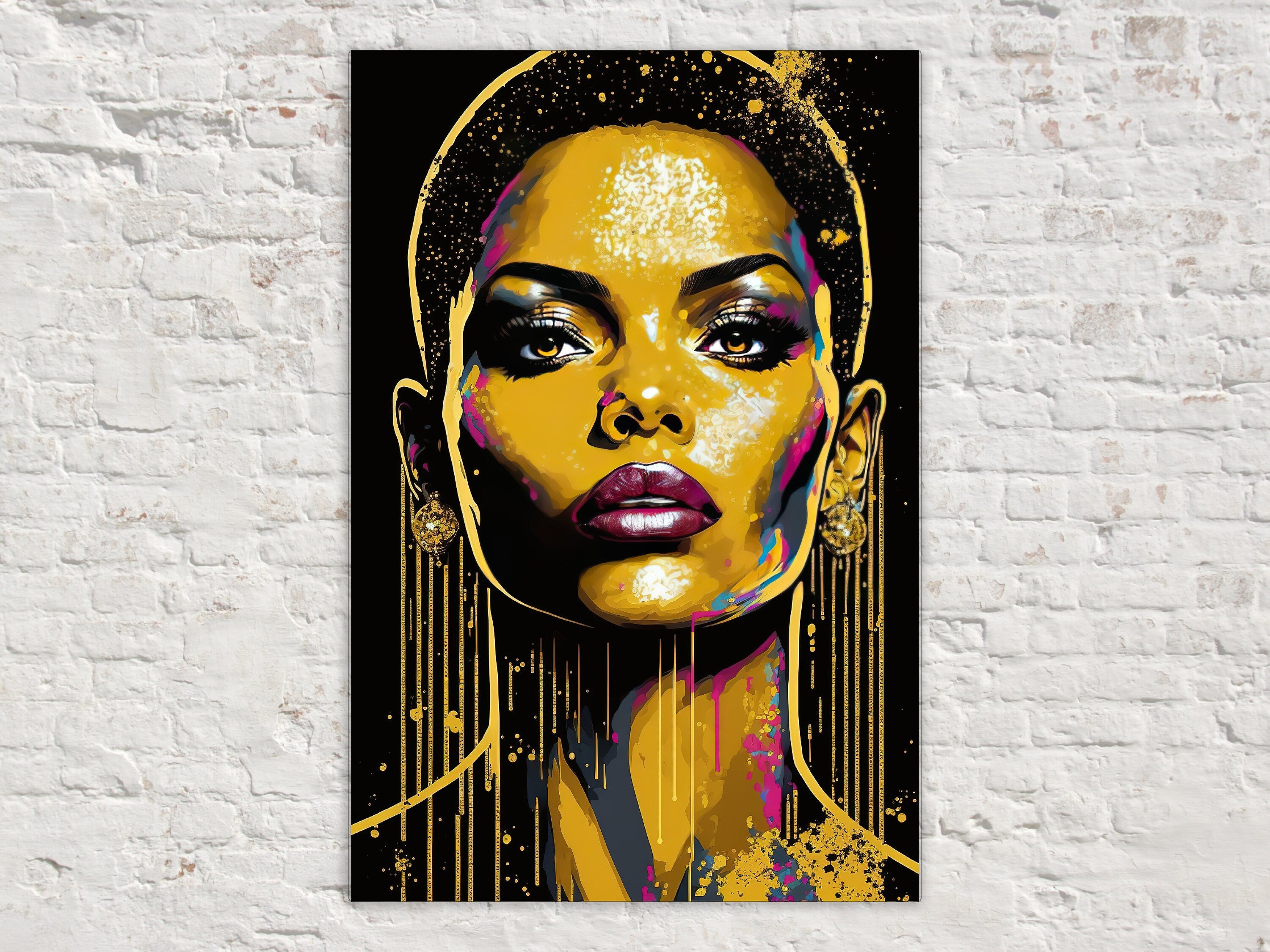 Black Woman Art – African Gold Canvas Print | Vibrant Wall Art, Gallery Ready