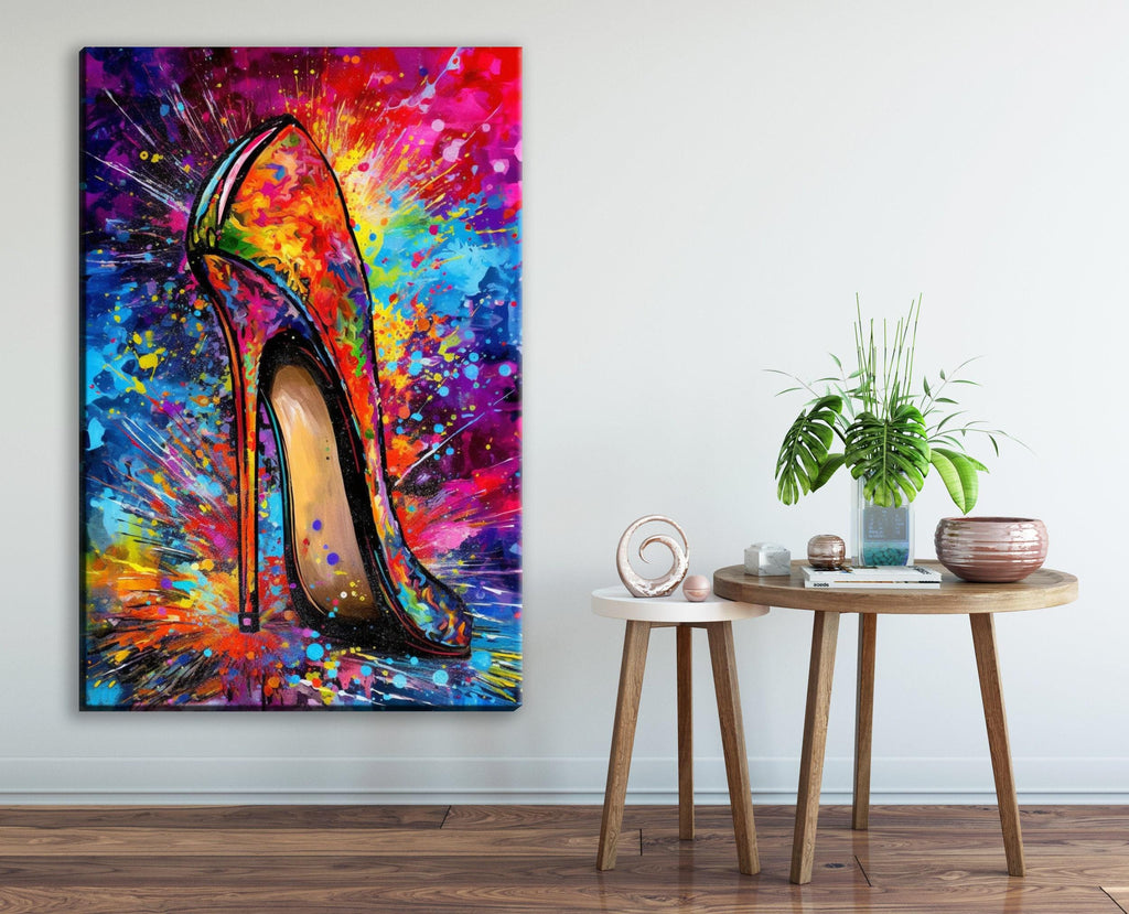 High Heel Painting - Colorful Canvas Wall Art with Stylish Heels Decor