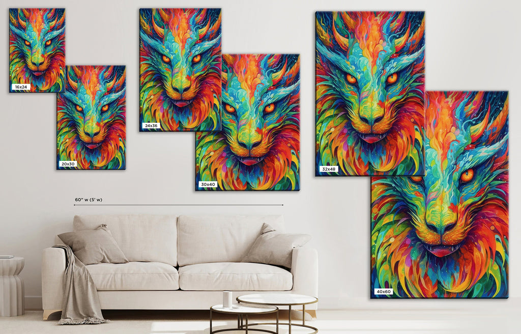 Dragon Canvas Art Featuring Fierce Dragon Head, Enchanted Wings & Ancient Power Artwork