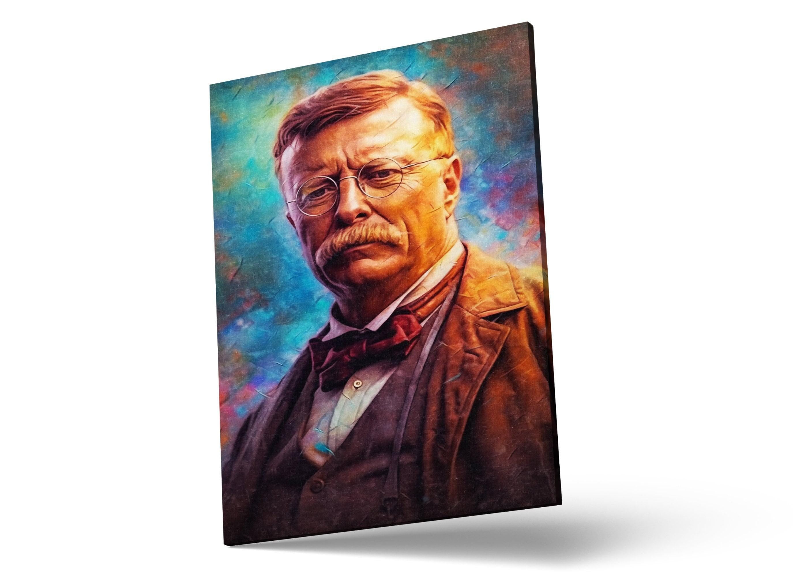 Theodore Roosevelt Art | Historical Wall Art Canvas Print With Acid Free Ink & Wood Frame