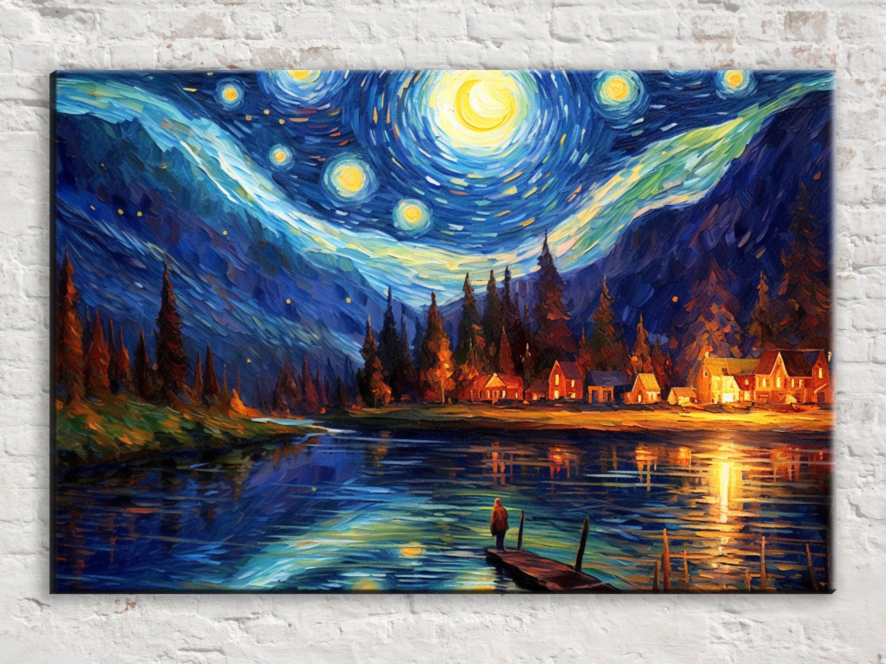 Starry Night Wall Art – Large Canvas Art, Gallery Wrapped, Ready to Hang