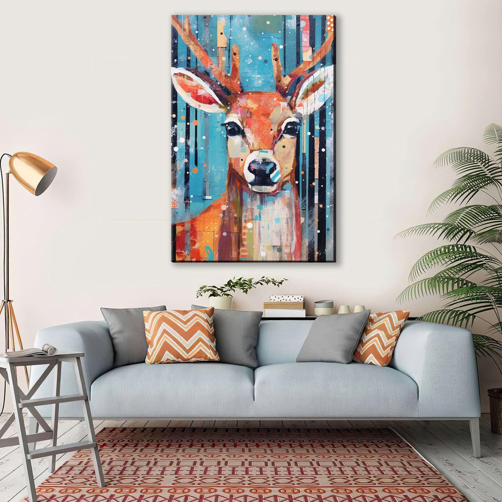 Reindeer Canvas Art - Festive Holiday Wall Decor | Extra Large Giclee Print