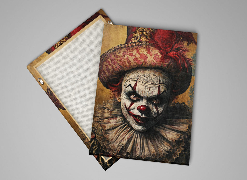 Horror Clown Canvas – Spooky Halloween Decor | Extra Large Wall Art, Gallery Wrapped Canvas