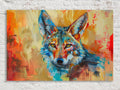 Colorful Coyote Wall Art | Modern Desert Coyote on Gallery Wrapped Canvas, Bold Wall Decor