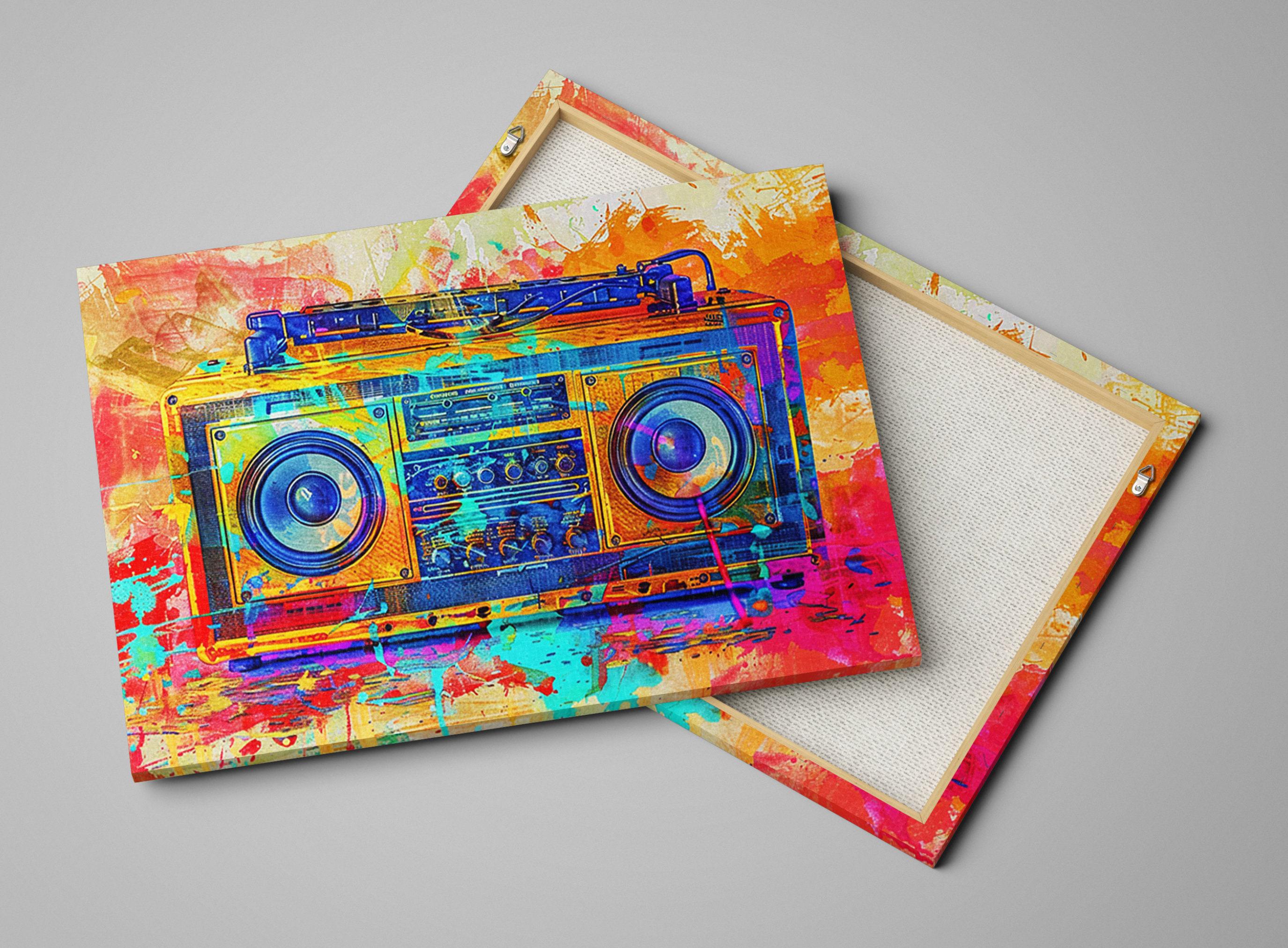 Boombox Pop Art - Vintage Boombox Art on Large Gallery Wrapped Canvas Print