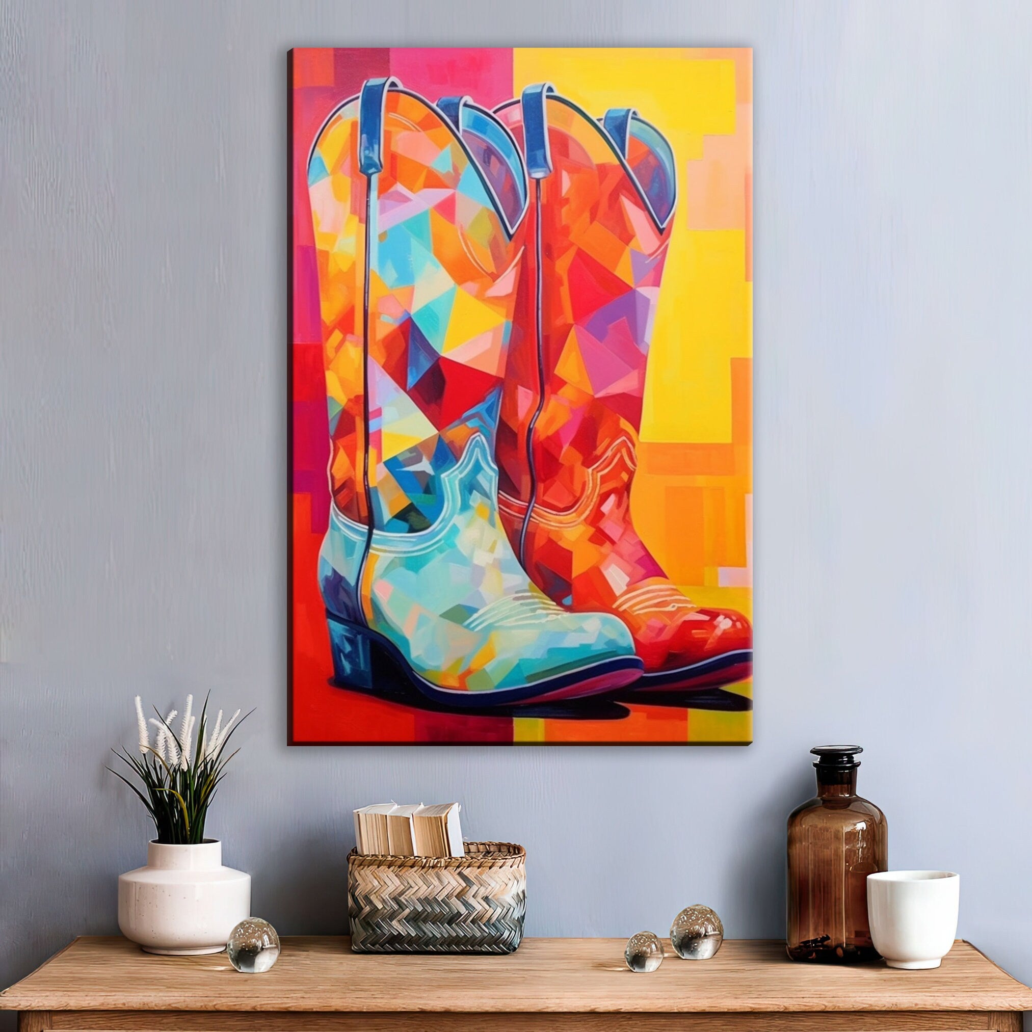 Cowboy Boots Canvas - Large Western Wall Art | Texas Style Rustic Decor