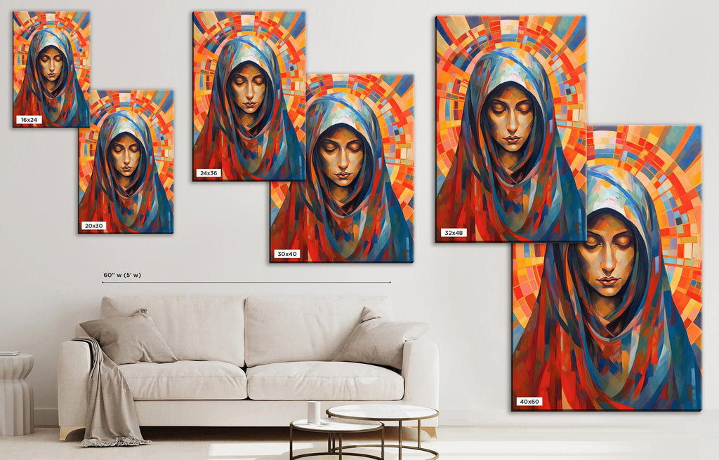 Virgin Mary Canvas Print – Large Faith Artwork | Blessed Mother Wall Decor