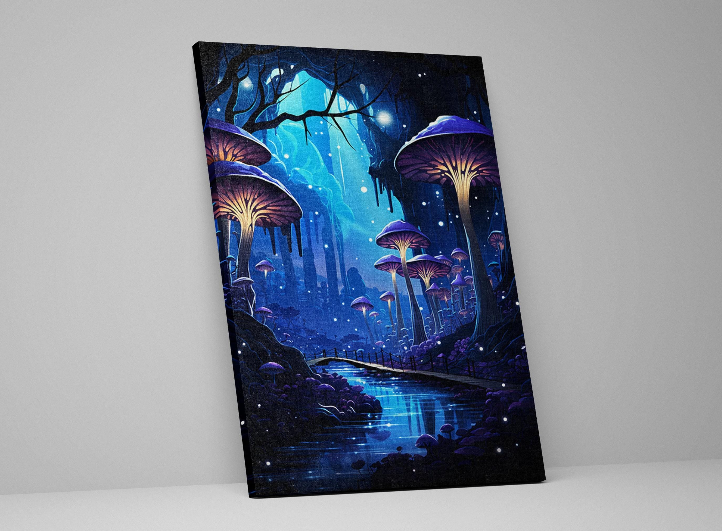 Mystical Mushroom Canvas – Large Psychedelic Mushroom Print on Gallery Wrapped Canvas
