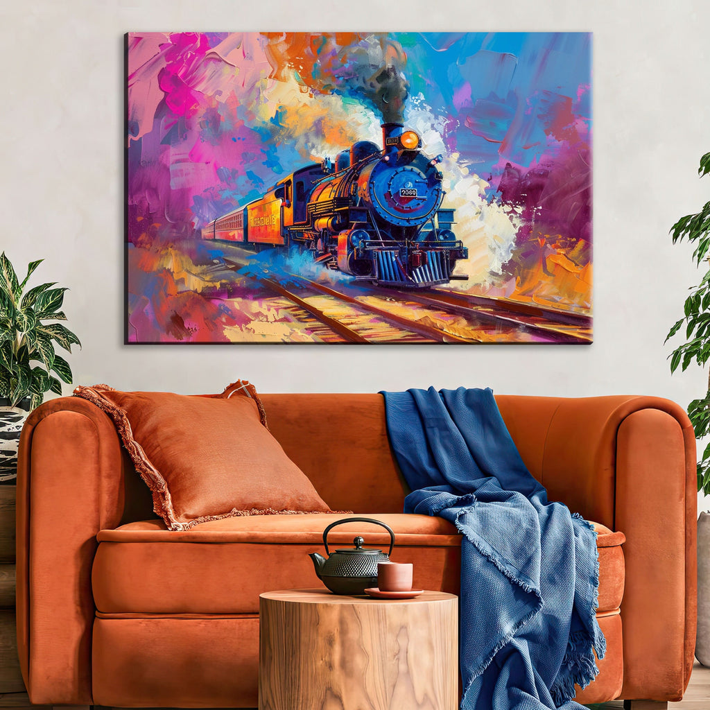 Locomotive Pop Art – Vintage Train Canvas | Gallery Wrapped Artist Print