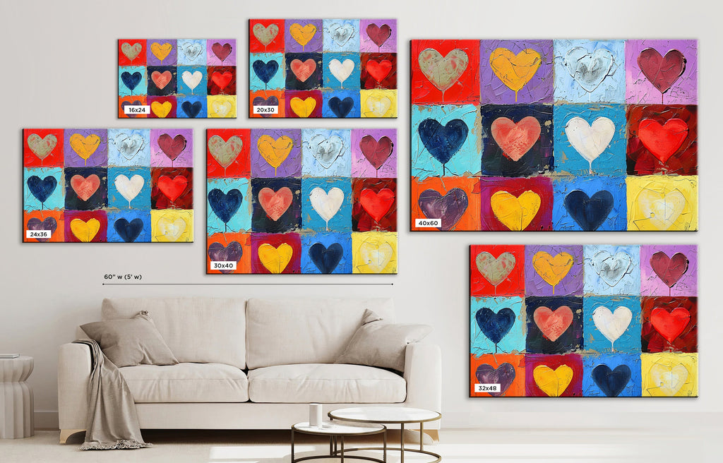 Heart Pattern Artwork – Large Canvas Prints | Vibrant Love Heart Pattern, Ready to Hang