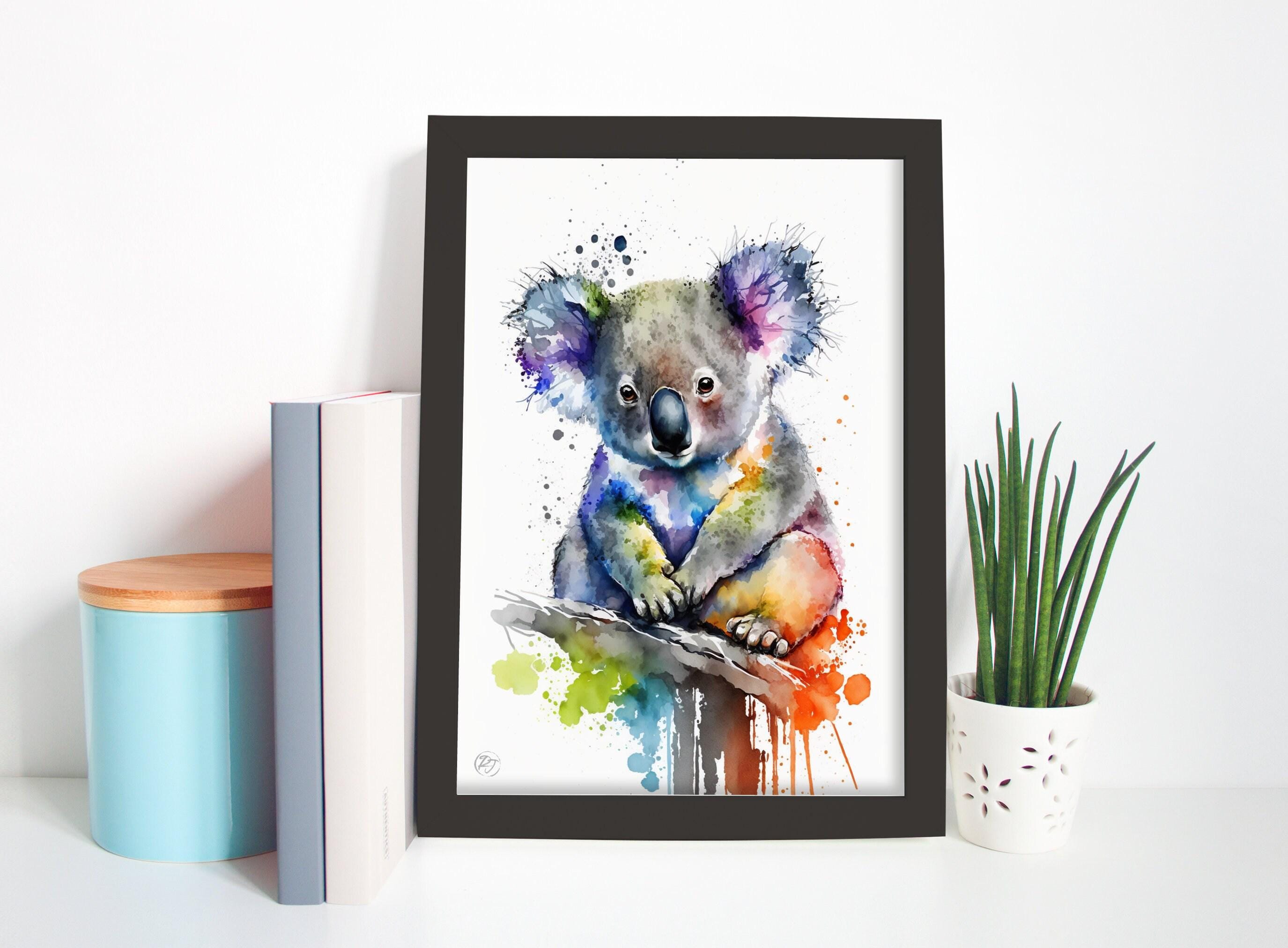 Koala Serenity: Watercolor Canvas Wall Art Print, Giclee Print on Canvas, Artist Paper, Watercolor Paper, Available in Extra Large Sizes