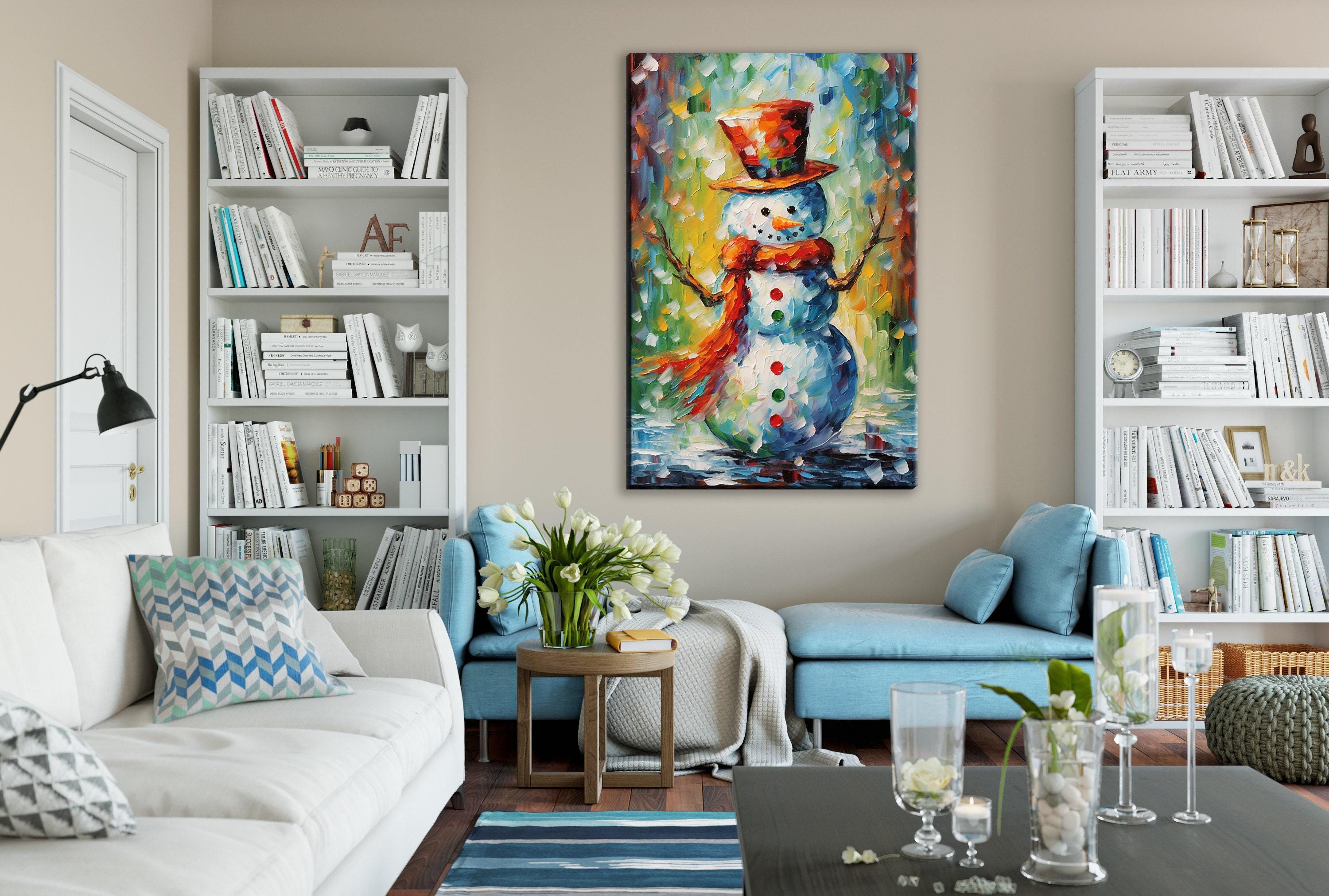 Snowman Canvas Art – Festive Holiday Wall Decor | Large Gallery Wrapped Print