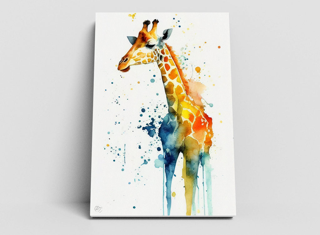 Wildlife Majesty: Giraffe Watercolor Painting, Giclee Print on Canvas, Artist Paper, Watercolor Paper, Available in Extra Large Sizes