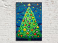Christmas Canvas Art - Vibrant Holiday Wall Art | Colorful Xmas Tree Painting, Ready to Hang