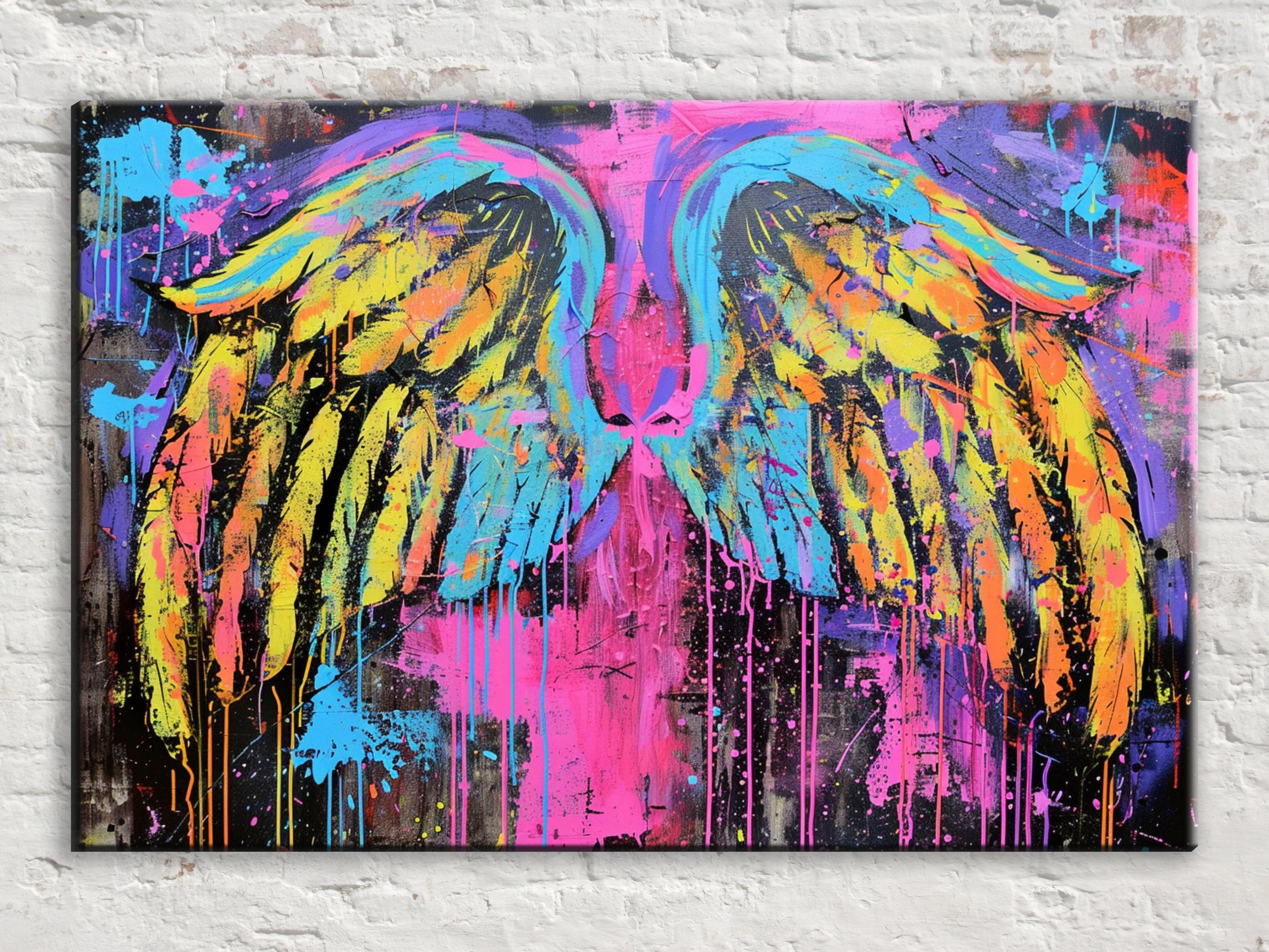 Colorful Angel Wings Art – Extra Large Pop Art Canvas | Gallery Wrapped Print