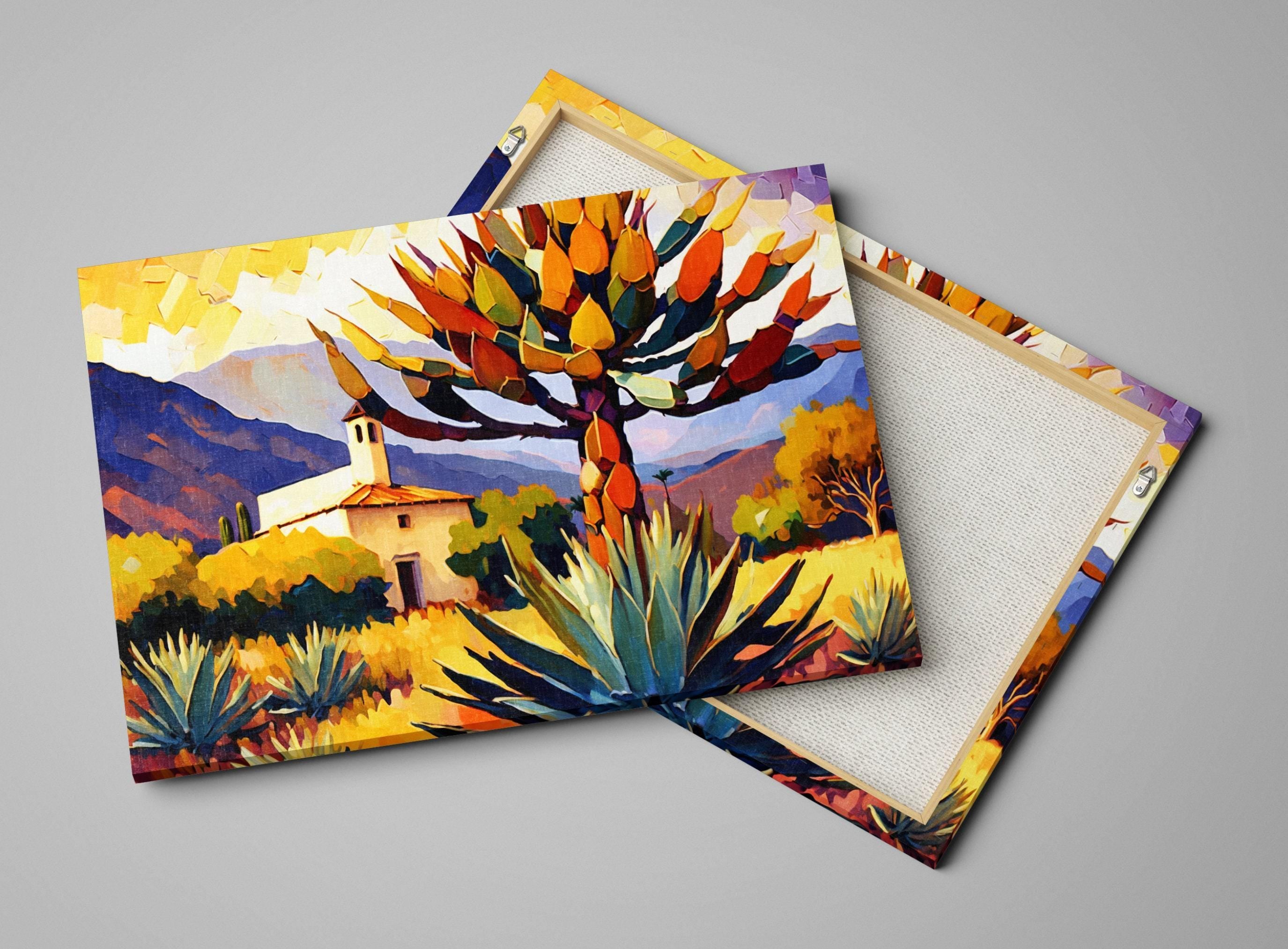Southwest Desert Art - Agave Cactus Canvas | Vibrant Desert Landscape Painting