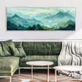 Panoramic Mountain Canvas - Large Wall Art | Framed Canvas Art, Green Blue Mountains