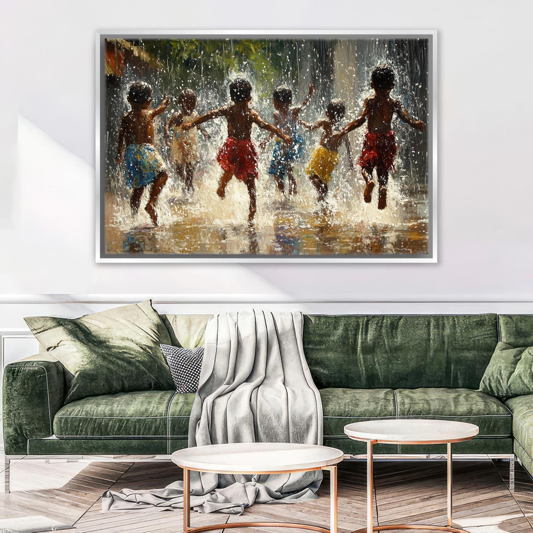 African Children Wall Art - Extra Large Framed Gallery Wrapped Canvas Print
