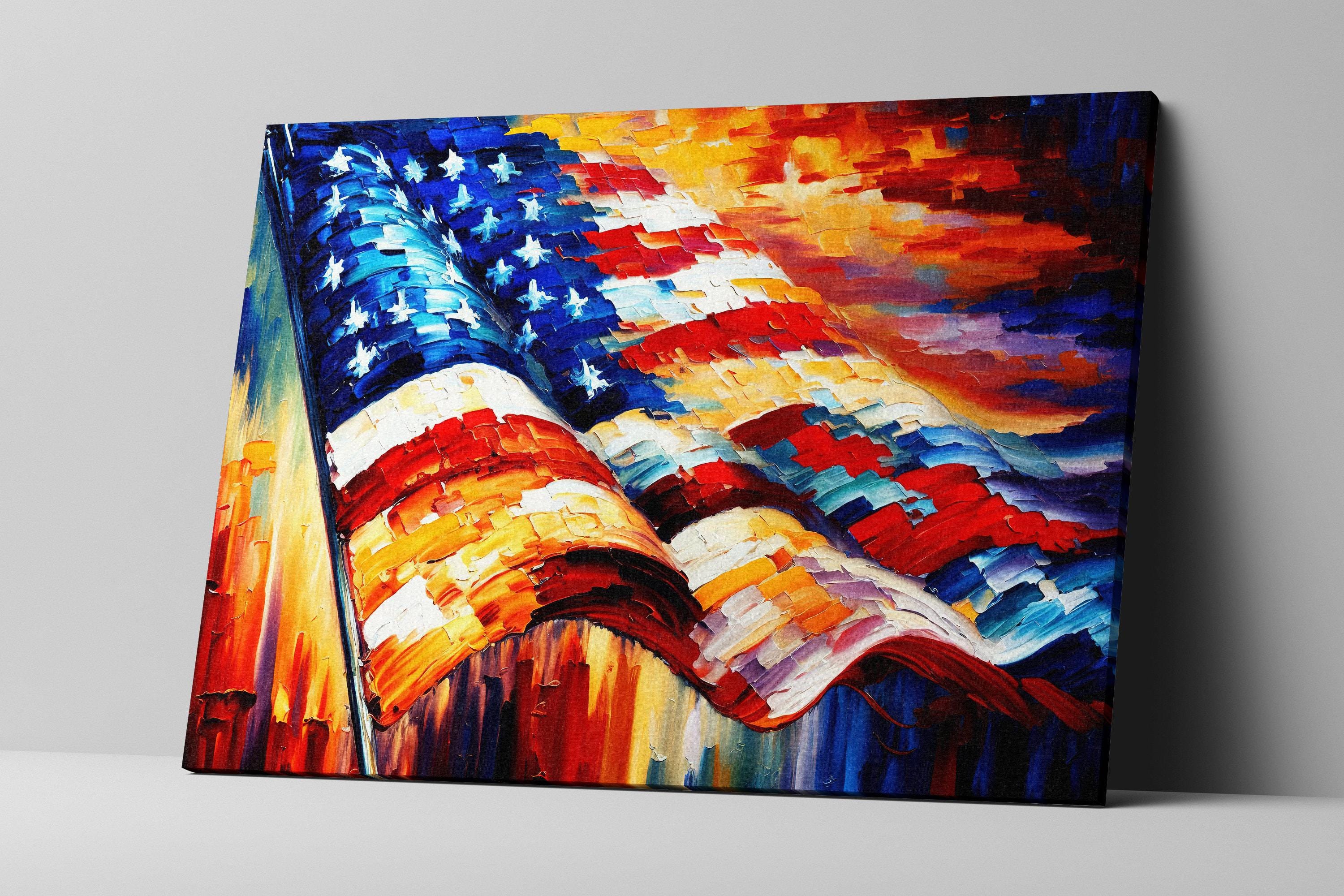 American Flag Canvas - Vibrant Patriotic Wall Art With Scratch Resistant Coating
