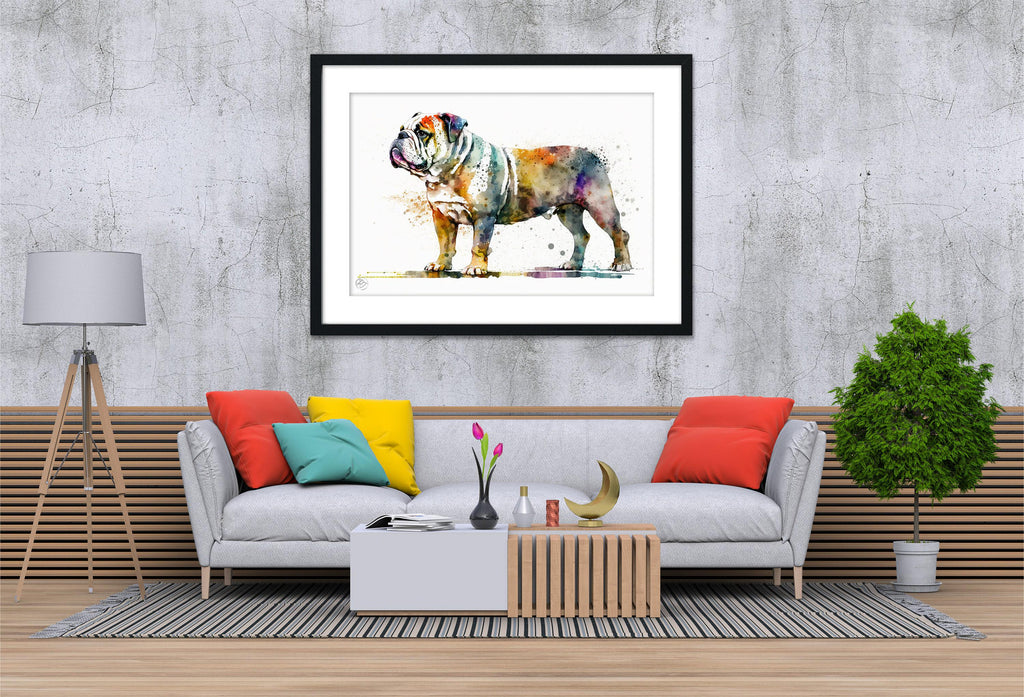 Bulldog Lover's Delight: Watercolor Bulldog Wall Art, Giclee Print on Canvas, Artist Paper, Watercolor Paper, Available in Extra Large Sizes