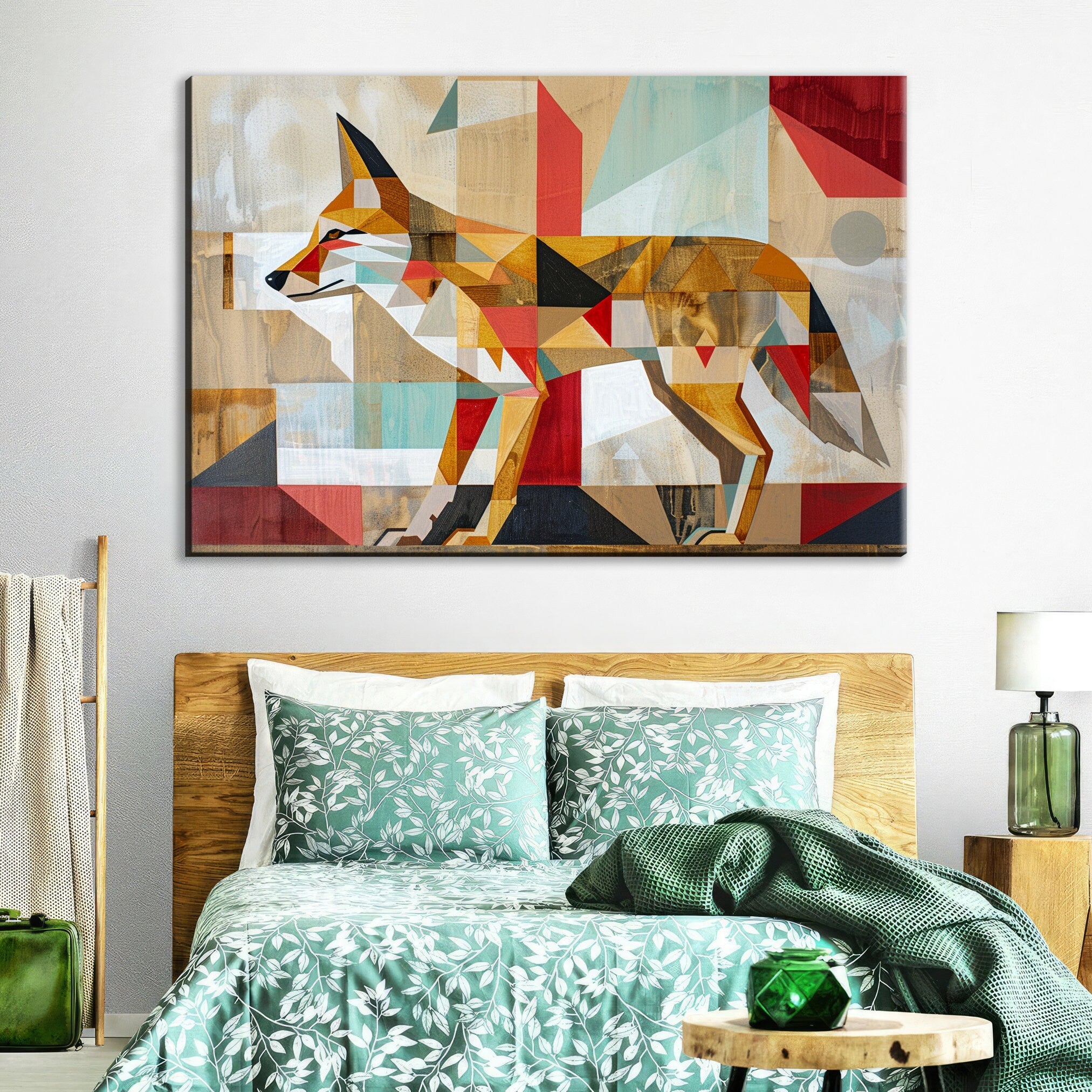 Mid-Century Coyote Art – Extra Large Gallery Wrapped Canvas with Wood Frame
