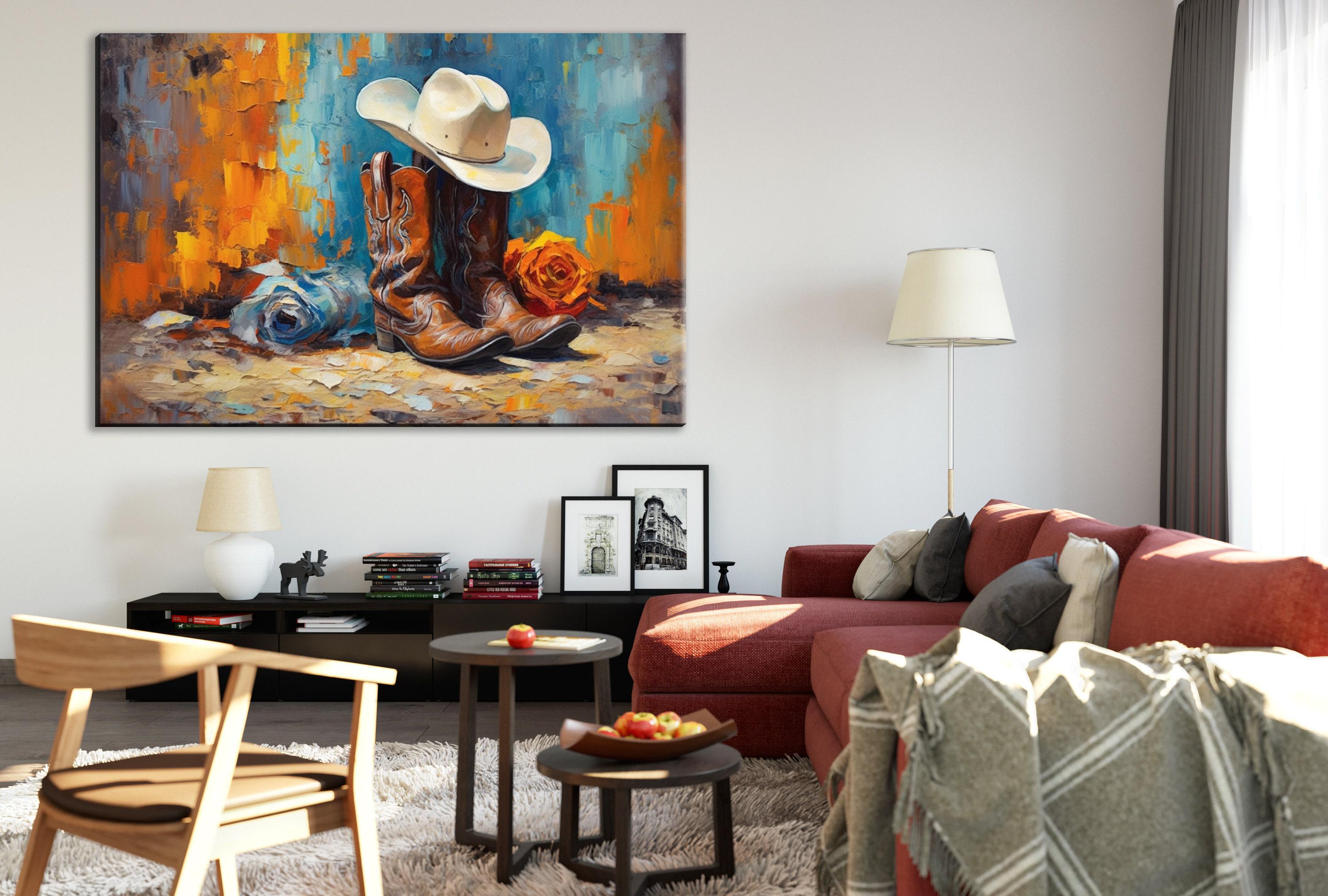Texas Cowboy Wall Art – Cowboy Boots Canvas | Large Gallery Wrapped Print