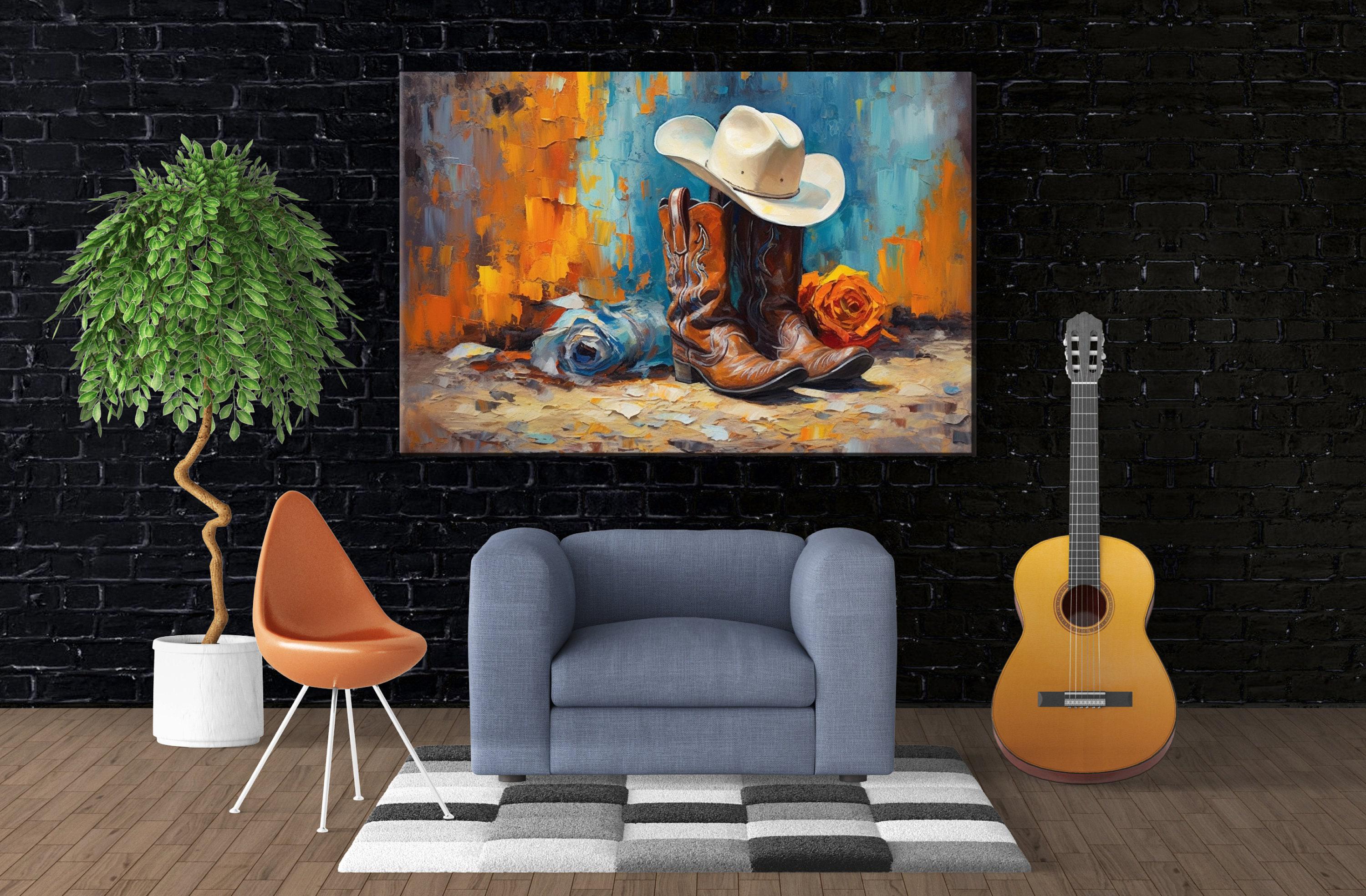 Texas Cowboy Wall Art – Cowboy Boots Canvas | Large Gallery Wrapped Print