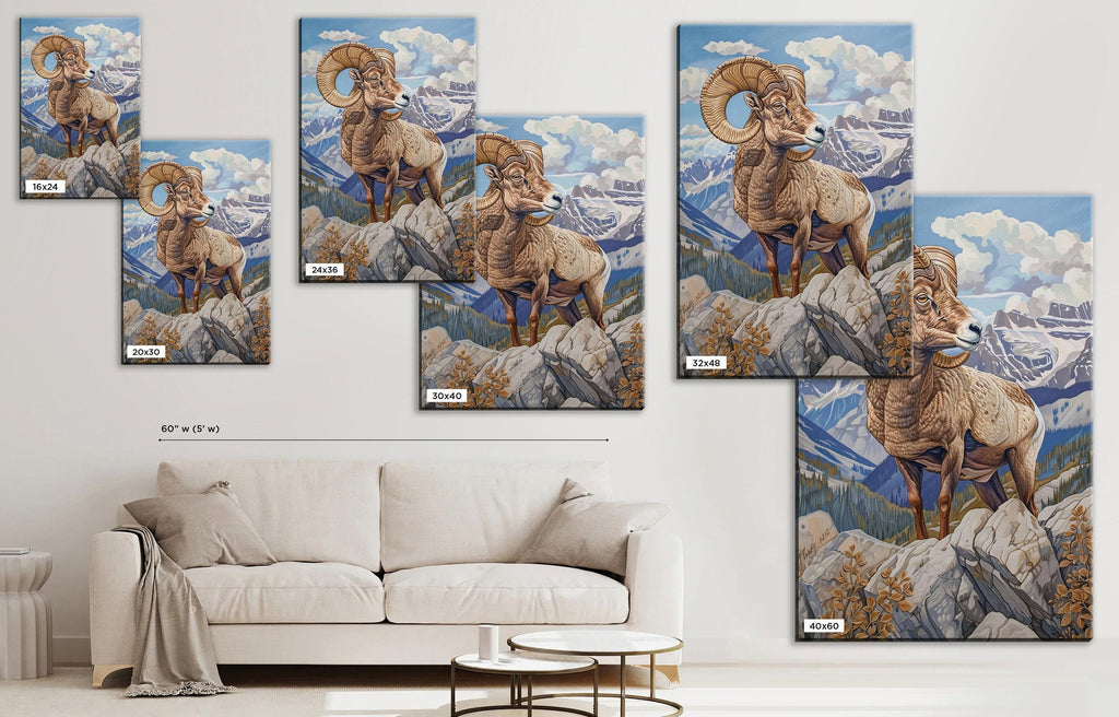Bighorn Sheep Canvas - Rugged Mountain Ram Print | Gallery Wrapped, Ready to Hang