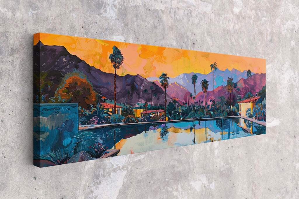 Palm Springs Wall Art – Panoramic Framed Canvas, Extra Large Gallery Wrapped Desert Landscape