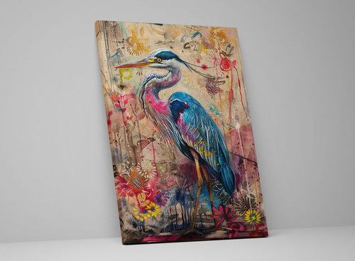Blue Heron Canvas - Large Floral Wall Decor | Gallery Wrapped, Ready to Hang