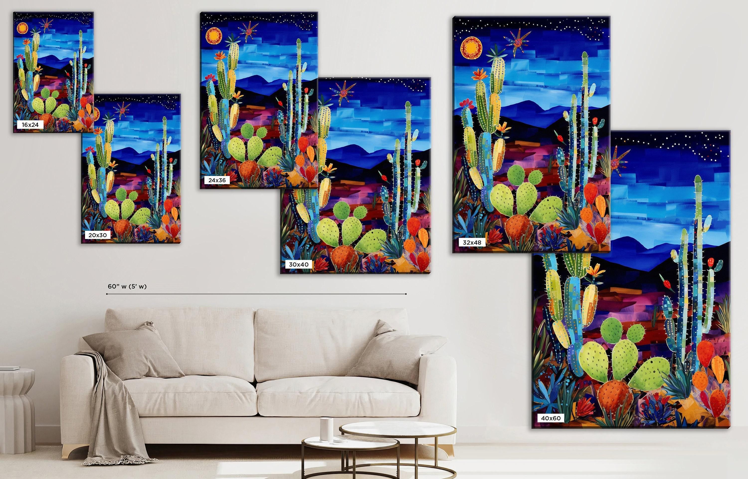Desert Night Wall Art – Southwest Landscape Canvas | Gallery Wrapped, Extra Large