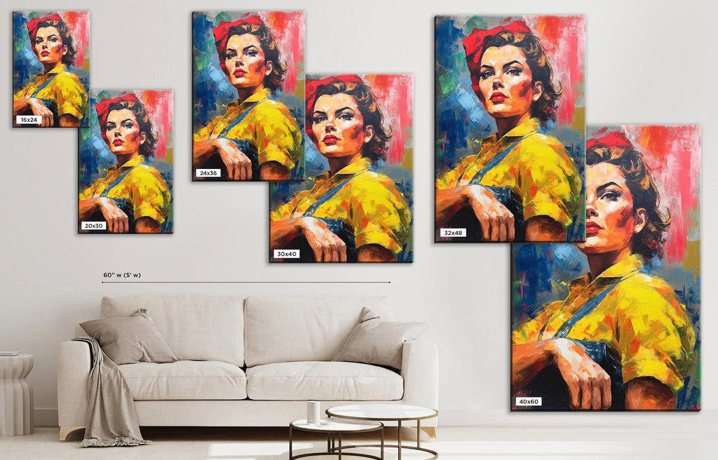Rosie the Riveter Canvas | Iconic Feminist Wall Art - Large Empowering Print