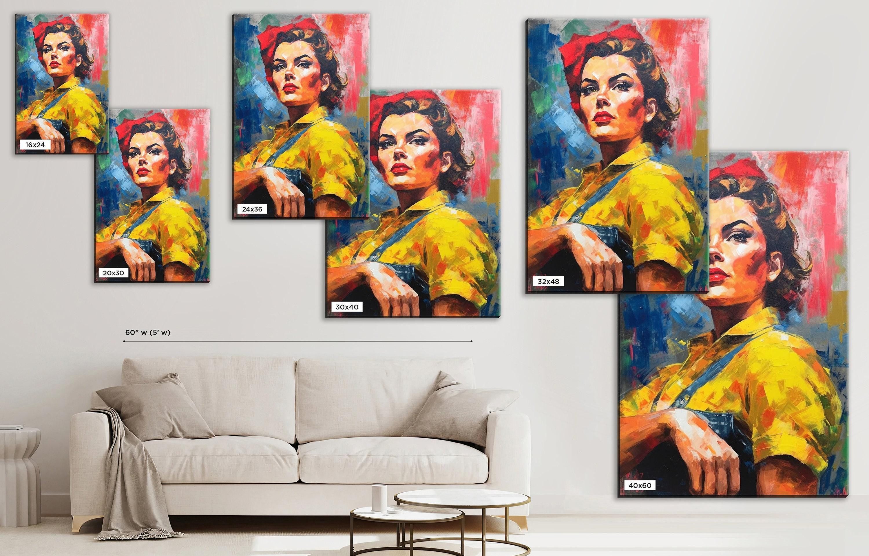 Rosie the Riveter Canvas | Iconic Feminist Wall Art - Large Empowering Print