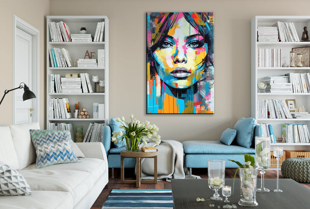 Minimal Woman Artwork – Expressive Canvas Wall Art Painting | Large Pop Art