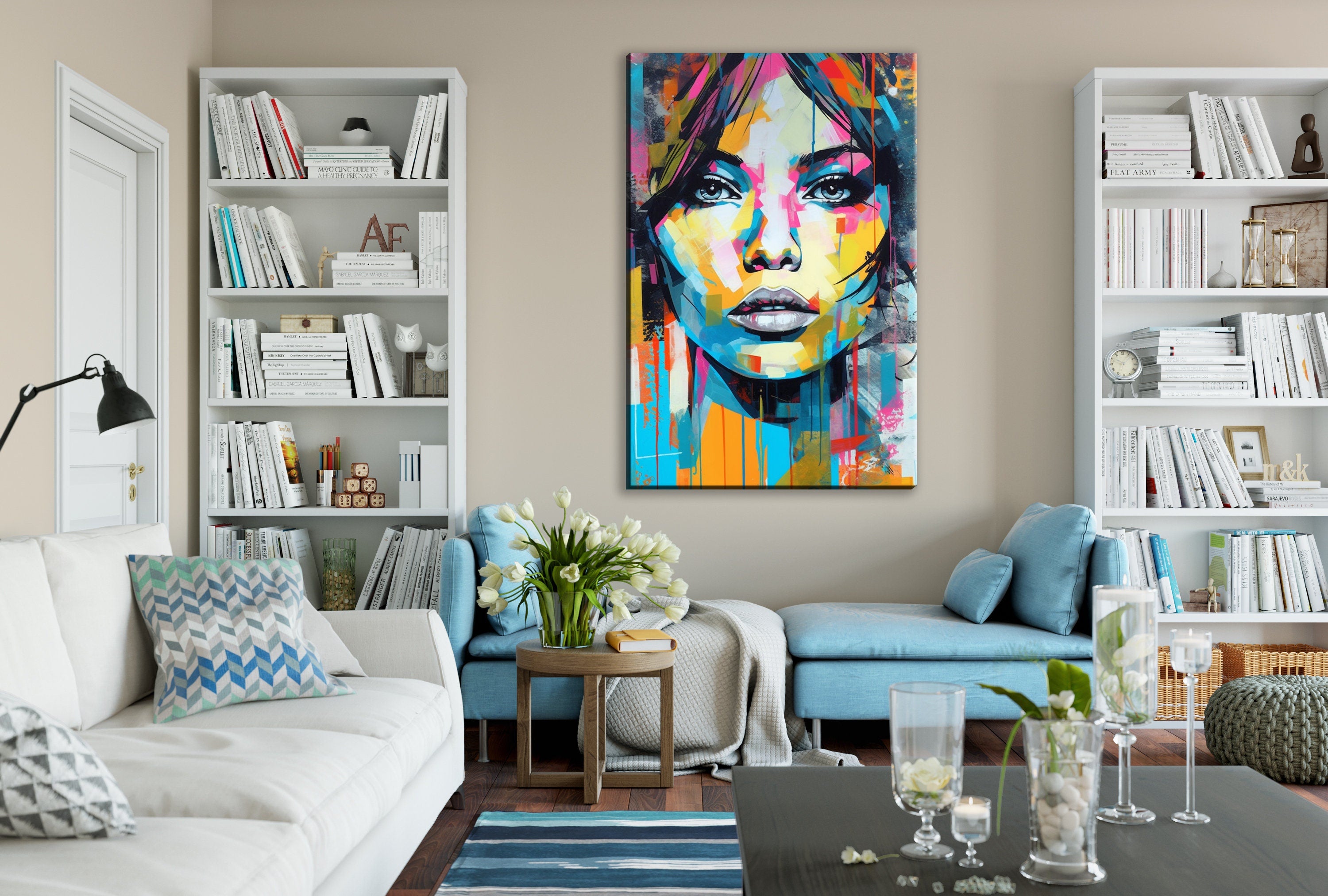 Minimal Woman Artwork – Expressive Canvas Wall Art Painting | Large Pop Art